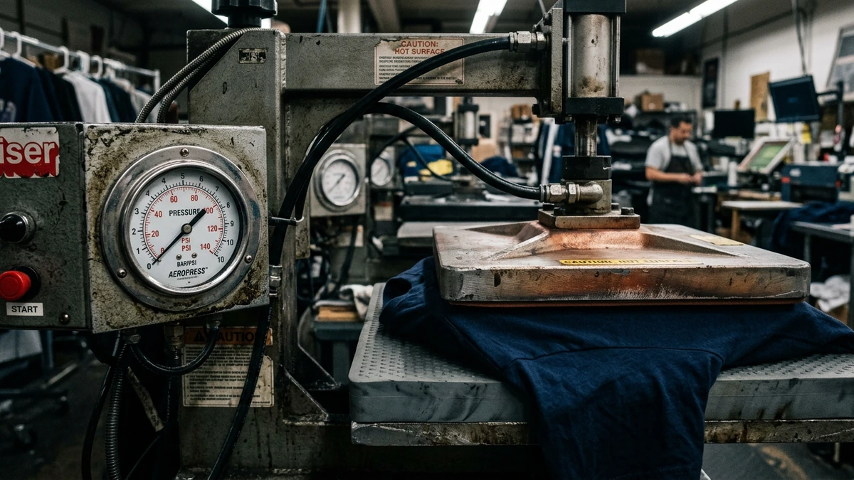 Ajuste exacto de presion plancha térmica con manómetro para fijación de transfer textil